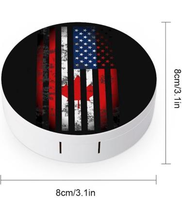 American Canadian Flag Round Case For Contact Lens Kit Storage Box with Mirror Printed - Buy Online on GoSupps.com