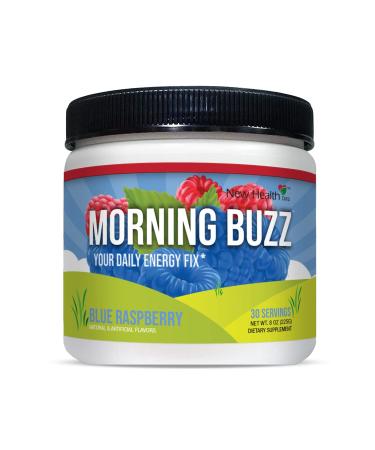 Morning Buzz Energy Drink Powder, Sports Nutrition Energy Drink Mix, 30 Servings Blue Raspberry, 8 Ounces