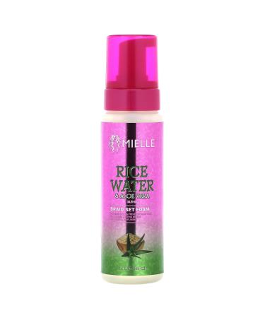 Rice Water & Aloe Vera Braid Set Foam 8 Fl Oz - Hydrates & Strengthens Hair Lightweight Non-Greasy Formula For Braids - Bundle Wooden Comb Pack Of 1