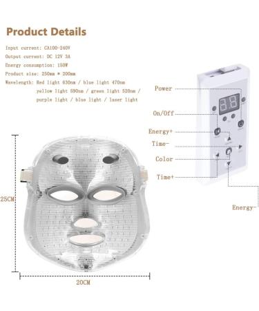 7 Color Led Facial Mask - Facial Acne Treatment Face Skin Care Therapy Daily Skin Care Mask Salon Use Device For Anti-aging Spot Scar Removal Smooth Wrinkles Fine Lines Skin Tightening - Buy Online on GoSupps.com