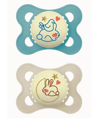MAM Original Pure Night S333 pacifier with a sucker made of silicone ultraich for babies from 2-6 months lights up in the dark neutral 2 pieces neutral 2-6 MESES