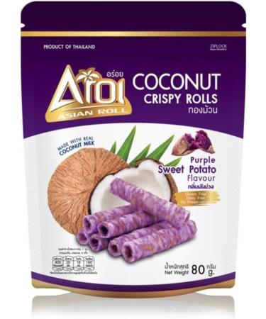 Aroi Coconut Crispy Rolls Purple Sweet Potato Flavor 80g - Buy Online on GoSupps.com