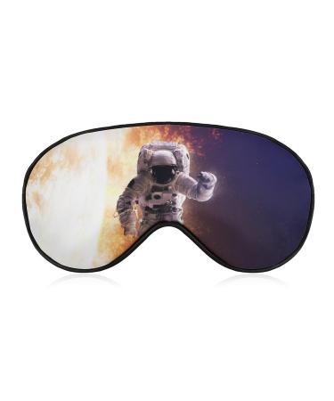 Astronaut Alone in Space Sleep Mask Eye Cover for Sleeping Blindfold with Adjustable Strap Blocks Light Night Travel Nap for Men Women