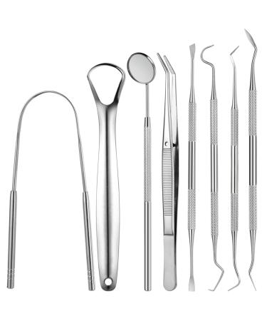 Truein 8 pieces of tartar remover dental care sets made of stainless steel dentist cutlery tartar tooth cleaning set dental care set for tartar and dental surface