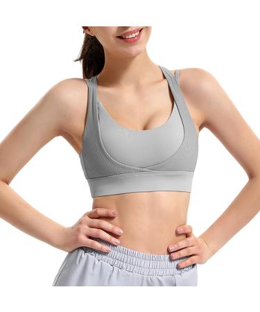 Buy RTDGCV Women's Sports Bra - Shockproof Active Yoga Vest | Blue & Gray Fitness Wear for Training - Buy Online on GoSupps.com