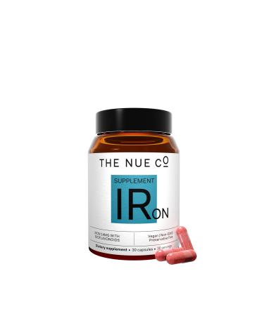 The Nue Co. Iron - Supports Energy Recovery Immunity - Non-GMO - Vegan - Gluten Free - Sugar Free - 30 Capsules