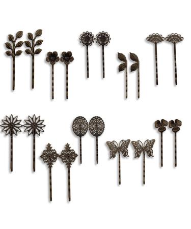 20PCS/ 10Pairs Retro Leaf Hair Pins Bronze Bobby Pins Vintage Hairpins Accessories for Women Girls
