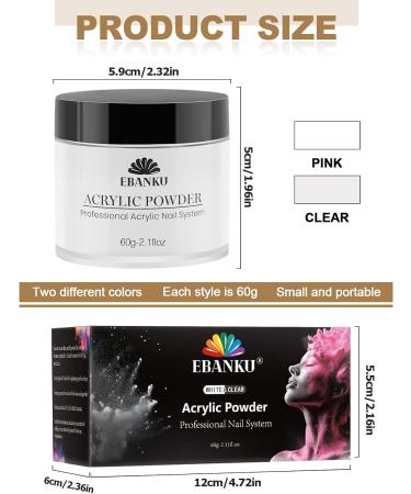 EBANKU Acrylic Powder Set - Professional Clear & White Nail Extension Powder for Long-Lasting Results - Buy Online on GoSupps.com