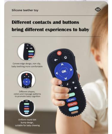 Remote Control Shape Teething Toy for Babies - 2 Pcs Silicone Chew Toy | Educational Sensory Teethers for Newborns | Ideal Baby Gift - Buy Online on GoSupps.com