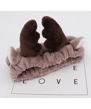 Reindeer Ear Headband Spa Headbands Cute Elk Hair Bands for Shower Yoga Makeup Face-washing Facial Head Wraps Elastic Headbands for Girls Women Ladies Boys Men Kids White brown - Buy Online on GoSupps.com