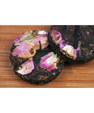 Rose flower mini tea cakes total 1 Pound (454 grams) fermented Pu Erh tea box packing.