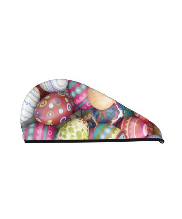 Easter Eggs Microfiber Hair Towel Soft Super Absorbent Hair Towel Wrap for Women Coral Velvet Quick Dry Hair Cap for Long Curly and Thick Hair