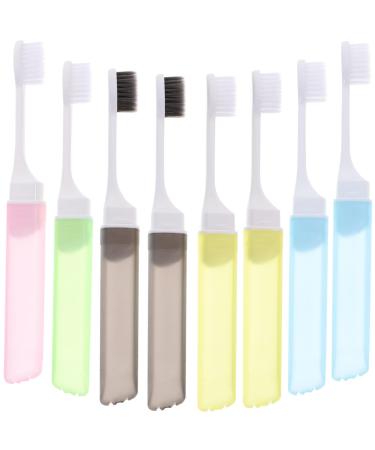 Healeved 8st foldable toothbrush with soft bristle mouth cleaning brush oral toothbrush collapsible toothbrush camping toothbrush hand toothbrush sensitive child toothbrush holder