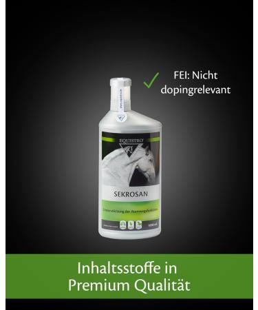 EQUISTRO Sekrosan Supplement for Horses to Support Normal Operation of Upper Airways Can Strengthen Respiratory Function 1 Litre - Buy Online on GoSupps.com