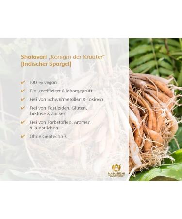 Maharishi Ayurveda Shatavari - Organic High-Dose Vegan Tablets (60) | Non-GMO Indian Spargel for Women's Health - Buy Online on GoSupps.com