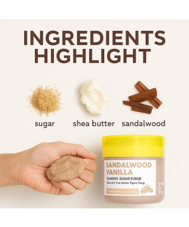 Foaming Body Scrub with Built-In Scrubber Sandalwood Vanilla Scent Exfoliates & Smooths Skin Hydrating Formula Paraben-Free 16 oz for All Skin Types - Buy Online on GoSupps.com