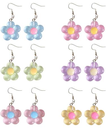 Feyley Earrings | Colorful Resin Flower Charm Dangle Earrings | Elegant Party Jewelry in Green - Buy Online on GoSupps.com