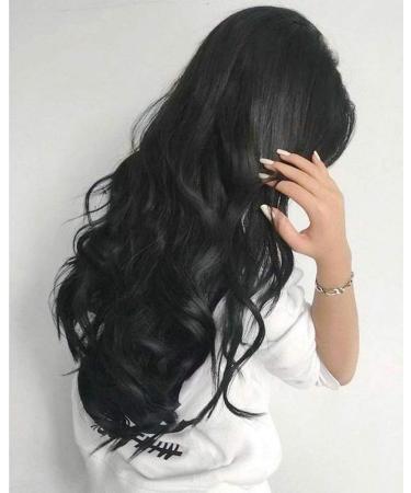 Serenewig Real natural black lace front wig 66 cm daily wearing 1b# black synthetic pre-plucked wigs for women party long replacement hair