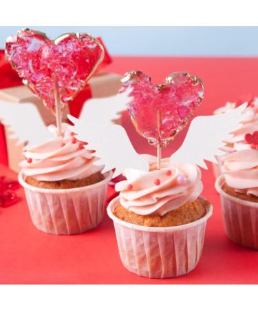 Hpory Cake Topper 60 Pcs Edible White Wings Cupcake Toppers Glutinous Rice Paper Happy Birthday Cake Toppers Angel Wings Cake Decorations for Birthday Wedding Celebration Party - Buy Online on GoSupps.com