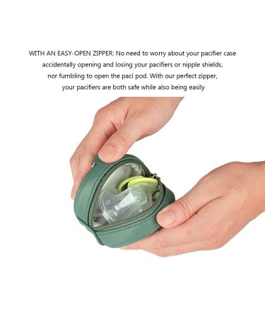 MOMIGO Leather Pacifier Case Bag - Holder with Clip for Diaper Bag Stroller - Green - Buy Online on GoSupps.com