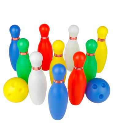Bowling Pins Ball Set Toys Mini Plastic Indoor Party Games Birthday Easter Gift for Kids Toddlers Boys Girls 2 3 4 5 Years with 10 Pins and 2 Balls