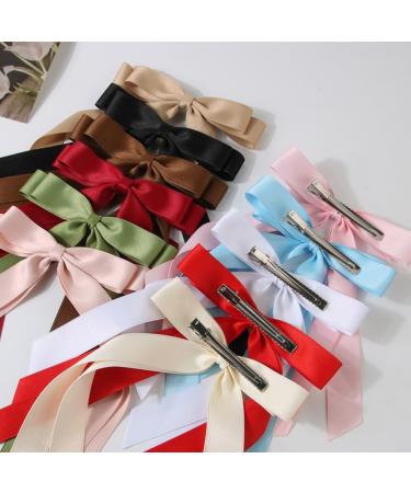 PLCPDM Sweet Long Bow Hair Clip Bow Elegant 2000s-style Bow Bunches Accessories Sweet Balletcore Milky white - Buy Online on GoSupps.com