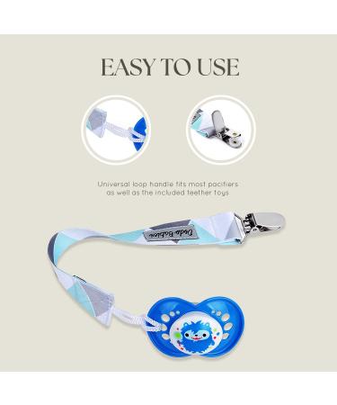 Dodo Schnuller-Clip Set for Babies - 4 Premium Quality Clips + Pacifier Etui | Modern Universal Holder in White/Light Blue/Black - Perfect Baby Soothing Gift Set - Buy Online on GoSupps.com