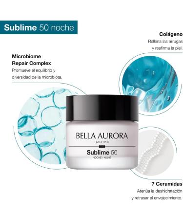  BELLA AURORA Bella Aurora Sublime 50 Night new formula | Anti-aging firming cream with collagen ceramides and microbiome Repair Complex | Regenerates nourishes and improves the firmness of mature skin | 50 ml - Buy Online on GoSupps.com