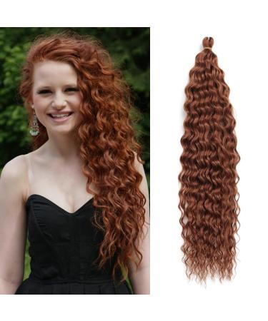 DSoar 22 inches 3 Packs deep twist crochet hair ocean wave curly bohemian crochet braids deep wave hair bundles synthetic hair extensions for women girls 22inch 30#