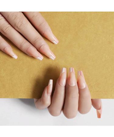 Women Coffin Fake Nails Acrylic Ballerina False Nails Kit Full Cover Fake Nails Mediumn and Long Length Glossy Nails (E) - Buy Online on GoSupps.com