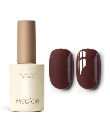 MEGIOR Brown Gel Nail Polish 15ml Chocolate Gel Polish High Gloss Soak Off UV LED Nail Gel Polish for Nail Art Manicure Salon DIY Home Gift for Girls Arrowhead