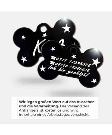 Ibera Gifts - Personalized Bone-Shaped Pendants for Dogs & Cats | Custom Engraved Neck Bands in Black Stars - Buy Online on GoSupps.com