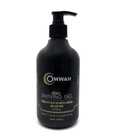 OMWAH Men Shaving Gel - With Activated Charcoal and Aloe Vera - 16.9 oz (For Professional Barber Use) Charcoal Shaving Gel