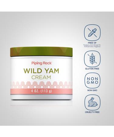 Piping Rock Wild Yam Cream - 4 oz | Non-GMO Gluten Free | Balanced Hormones for Men & Women - Buy Online on GoSupps.com