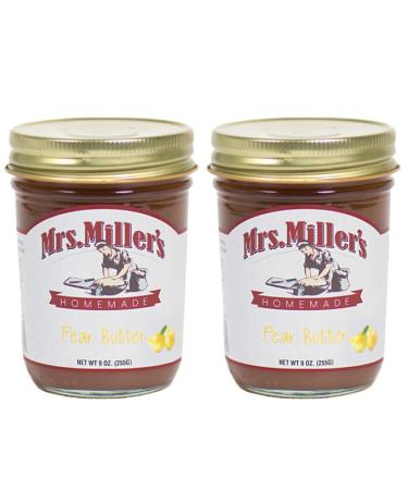 Mrs. Miller's Amish Homemade Pear Butter 9 Ounces - Pack of 2 (No Corn Sugar)