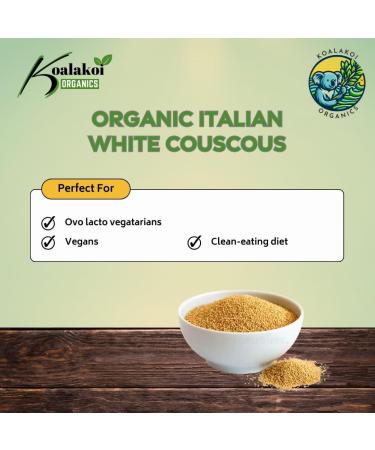 ORGANIC Certified cook pearls Italian white cous cous 2kg - 5kg Premium non-GMO Durum Wheat sourced from Italy 100% Natural no Additives or Preservatives Vegan couscous by Koalakoi (2kg) - Buy Online on GoSupps.com