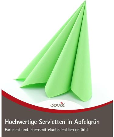 Sovie Linclass Airlaid Napkin Apple Green - 50 High-Quality Tearproof Disposable Napkins (40x40 cm) for Weddings & Parties - Buy Online on GoSupps.com