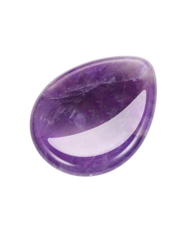 CrystalTears Natural Amethyst Carved Thumb Worry Stone Healing Crystal Pocket Palm Stone 1PC