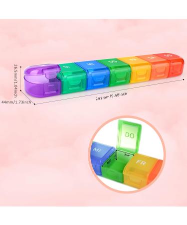 Rainbow 7-Day Tablet Box | Pill Organizer with 7 Divisible Compartments | Handy Moisture-Resistant Medication Storage for Travel - Buy Online on GoSupps.com