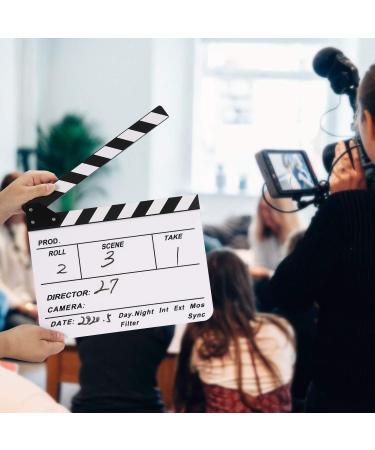 Flexzion Director Clapboard 10x12 Acrylic Plastic Film Movie Slate Board with Black/White Sticks - Camera TV Video Cut Action Scene - Dry Erase Stadio - Best Quality - Buy Online on GoSupps.com