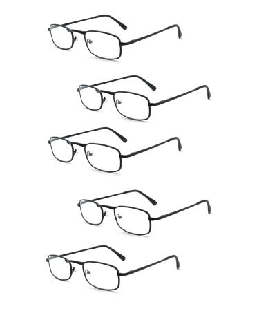 5 Pack Unisex Vantage Metal Reading Glasses with Spring Hinge 5pk-black 2.5 Diopters