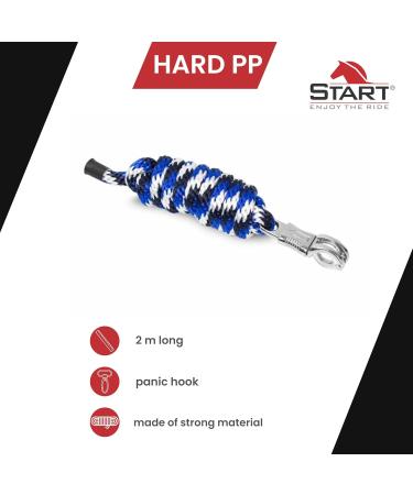 Connection Trick for Horses & Ponies - 2m Hard PP Rope with Classic Carabiner Hook (Royal Blue Marine White) - Panic Hooks - Buy Online on GoSupps.com