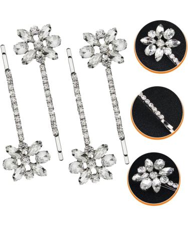 minkissy 6 Pairs Bridal Rhinestone Barrette Rhinestone Hair Accessories Rhinestone Headpiece Metal Hair Barrettes Rhinestones Hair Pin 90s Hair Accessories Flower Hair Clips for Women Bride - Buy Online on GoSupps.com