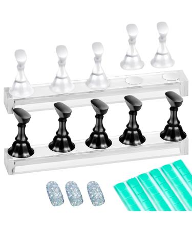 Blueseabuy 2 set nail stand for nails acrylic press on nails holder nail tips stand beginners nail set accessories practical bracket for magnetic nail design