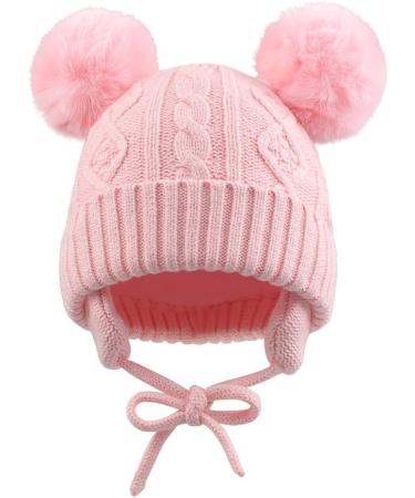 XIAOHAWANG Kids Winter Knitted Beanie Hat with Pompom - Pink - 2-6 Years - Buy Online on GoSupps.com