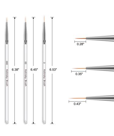 Tinsow 3pcs Nail Art Brush Set - Professional Liner Striping Brushes for Short Strokes & Blending - Ideal for Elongated Lines - High-Quality Tools - Buy Online on GoSupps.com