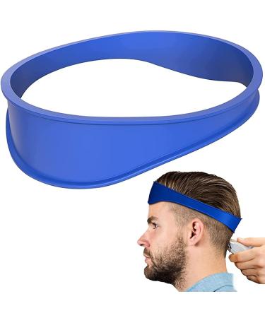 Neckline Shaving Template and Hair Trimming Guide, Curved Silicone Haircut Band for DIY Home Haircuts - Buzz, Fade and Taper Guide for Clippers (Blue)