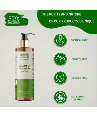 Cucumber Aloe Vera Face Wash 200ml - Vegan & Cruelty-Free for Men & Women | All-Natural Cucumber & Aloe Vera Extracts - Buy Online on GoSupps.com