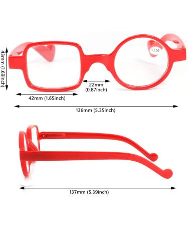 Kodilin Round Square Reading Glasses for Men & Women - Anti-Blue Light Spring Hinge Multiple Strengths (1.0 to 3.5) - Red 2.00 - Perfect for Computers & Gaming - Buy Online on GoSupps.com