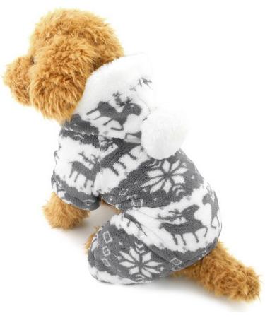 Ranphy Velvet Dog & Cat Hooded Sweater Reindeer Jumpsuit for Small Dogs & Puppies (M Gray) - Soft Cozy Clothing for Male & Female Pets - Buy Online on GoSupps.com